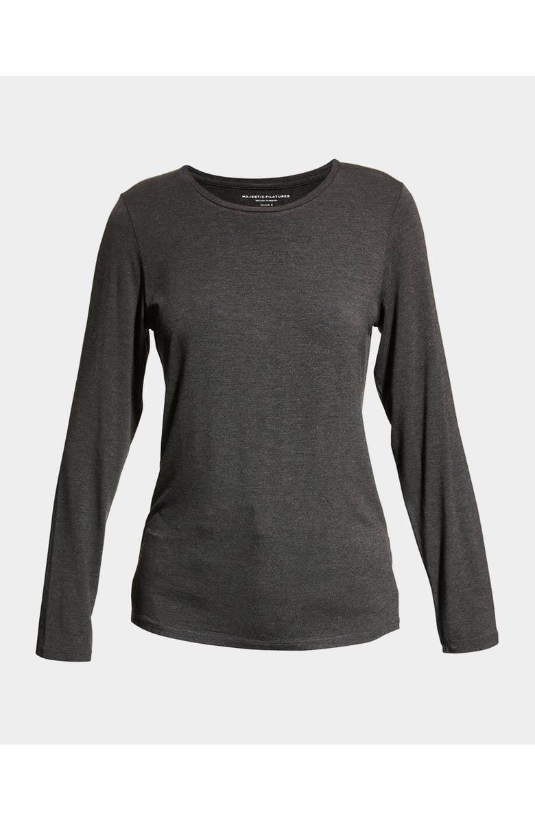 Majestic Filatures Soft Touch Long Sleeve Crewneck T-Shirt, Main, color, Anthracite Chine