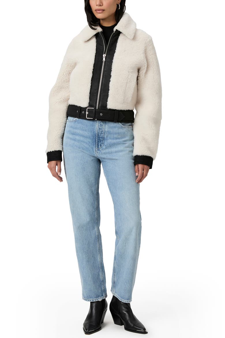 Rhone Genuine Shearling & Suede Jacket, Alternate, color, ECRU/ BLACK