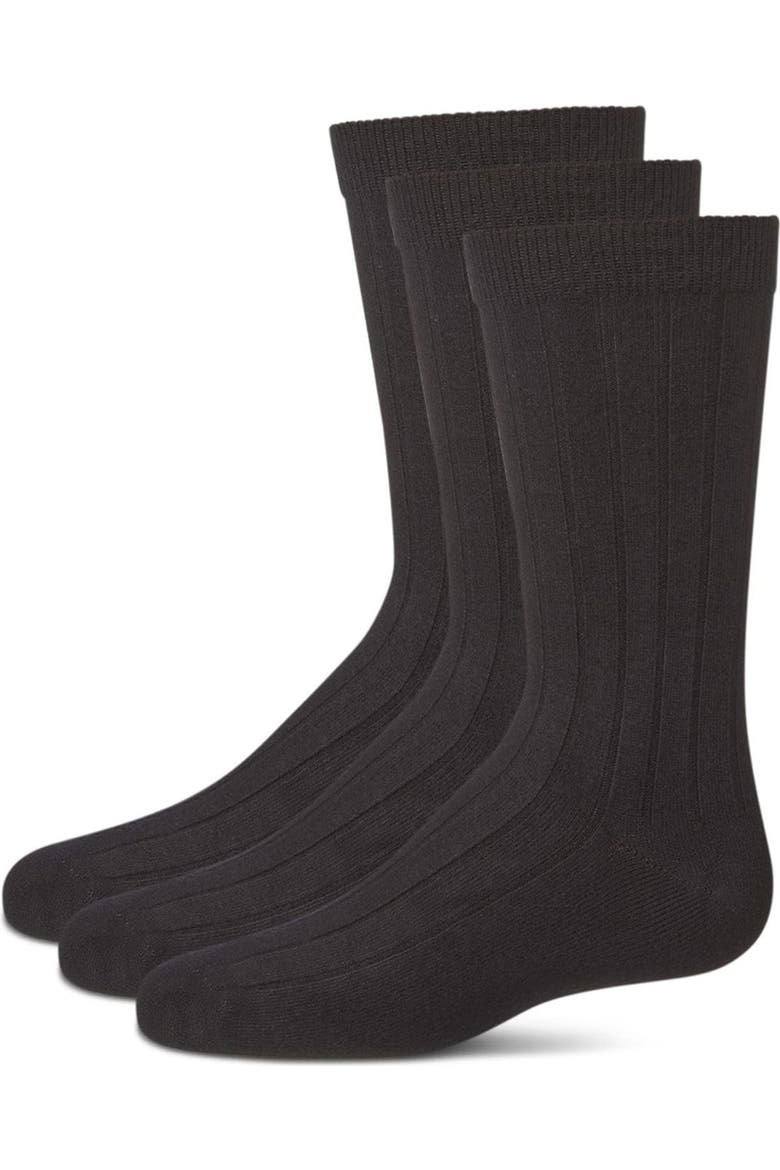 Boys' Ribbed Crew Socks, Main, color, Black