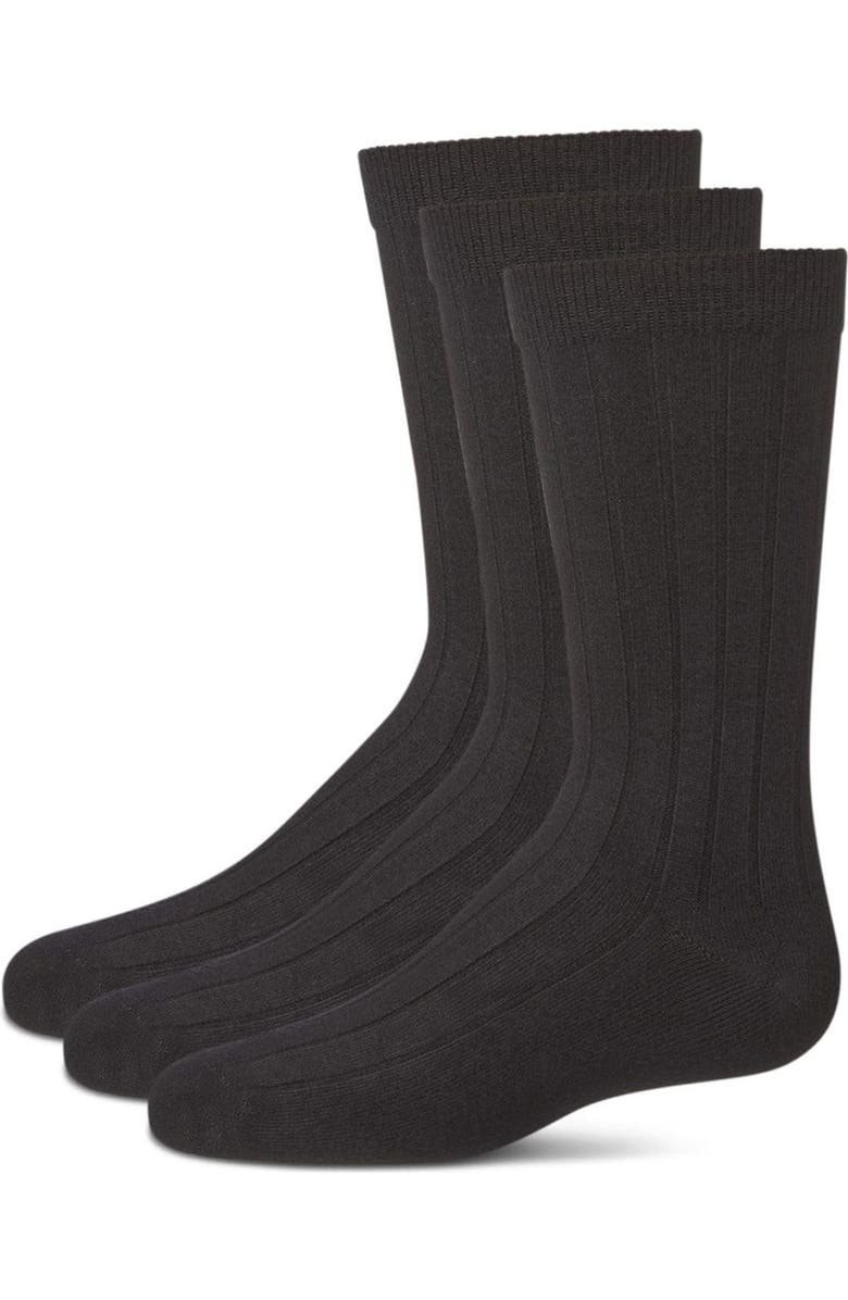 MK-10960 Boys' Ribbed Crew Socks, Main, color, Black