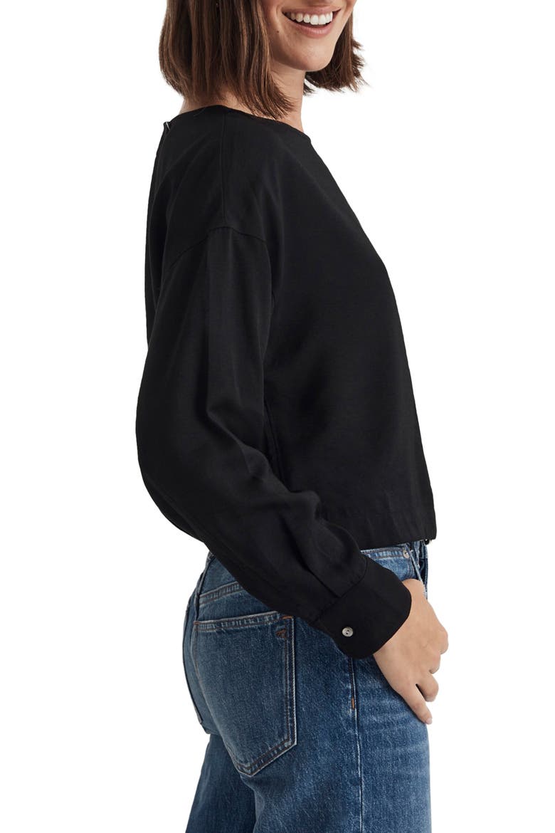 Relaxed Tulip Back Crop Top, Alternate, color, TRUE BLACK