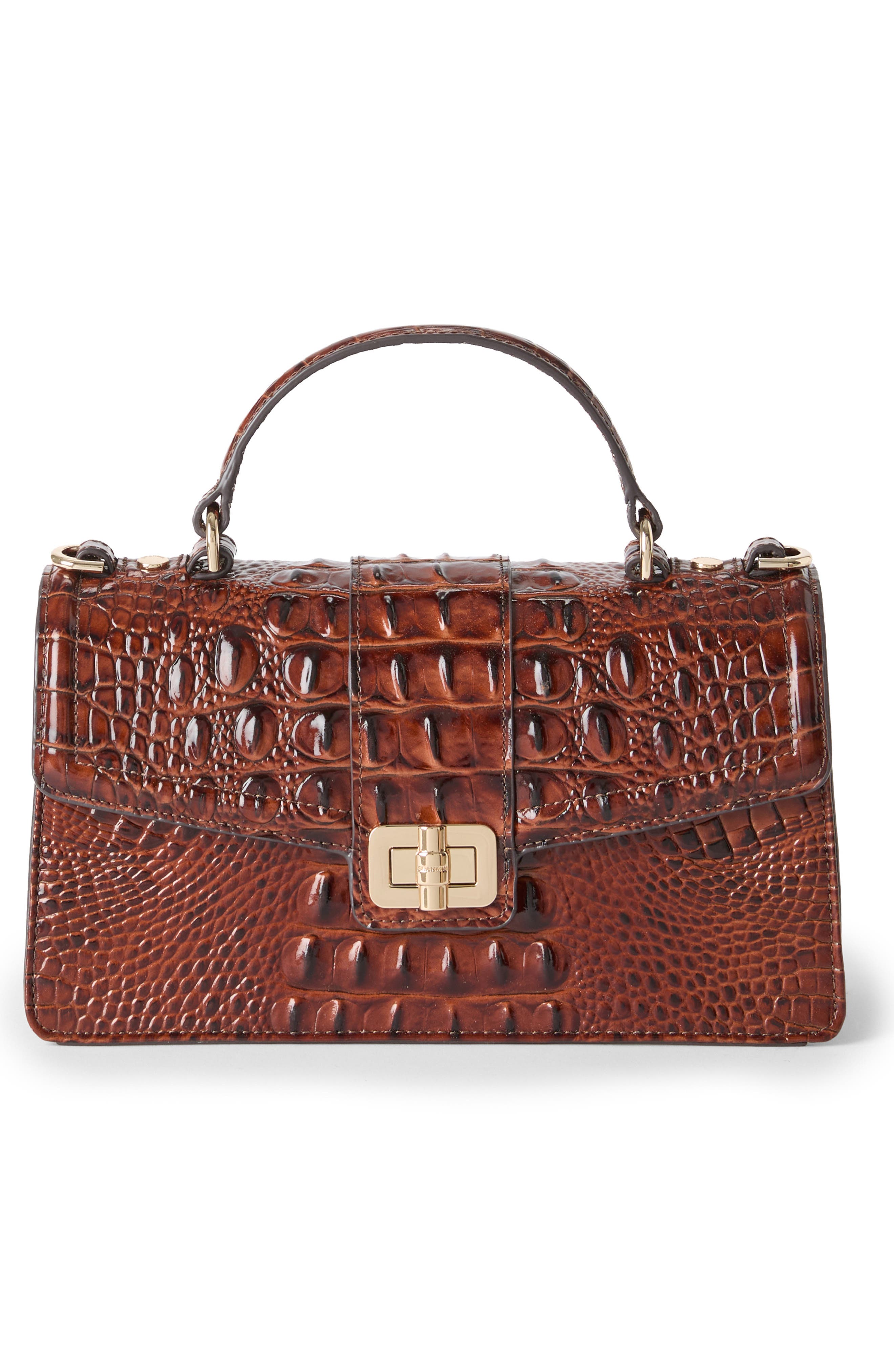 Genie Embossed Leather Top Handle Bag, Alternate, color, PECAN