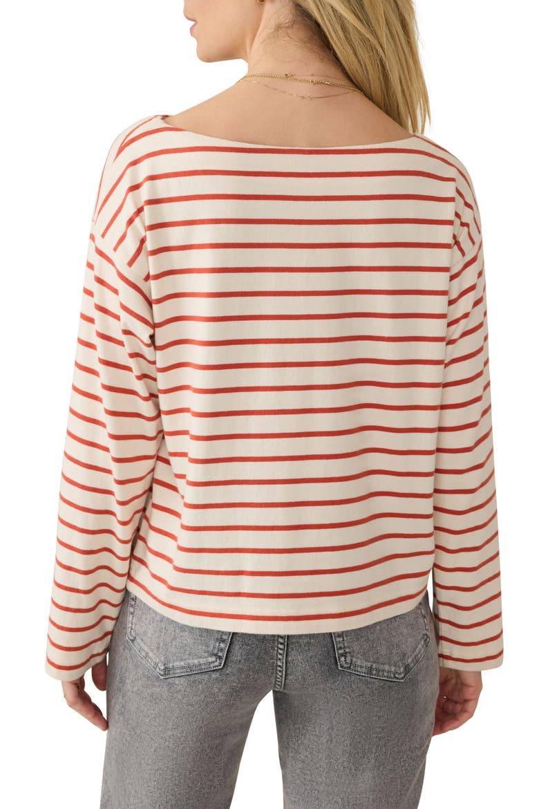 Stripe Organic Cotton Boatneck Top, Alternate, color, ATLANTIC CLAY STRIPE