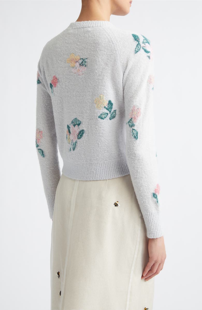 BERNADETTE Clemence Crop Floral Intarsia Wool Blend Cardigan, Alternate, color, Multi Clematis Intarsia