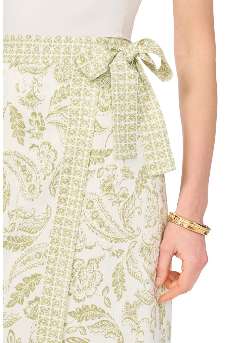 Mixed Print Wrap Skirt, Alternate, color, SAGE