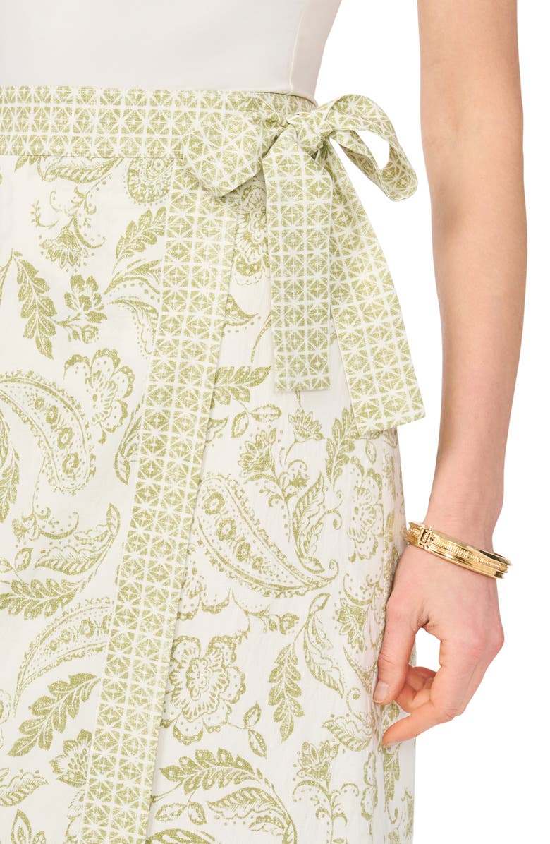 Vince Camuto Mixed Print Wrap Skirt, Alternate, color, Sage