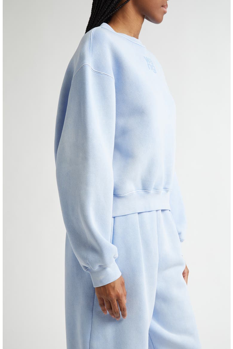 Essential Logo Cotton Blend Sweatshirt, Alternate, color, WASHED PALE BLUE