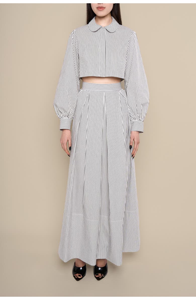 Contessa Mills Thomasin Striped Cotton Poplin Maxi Skirt, Alternate, color, Black-White