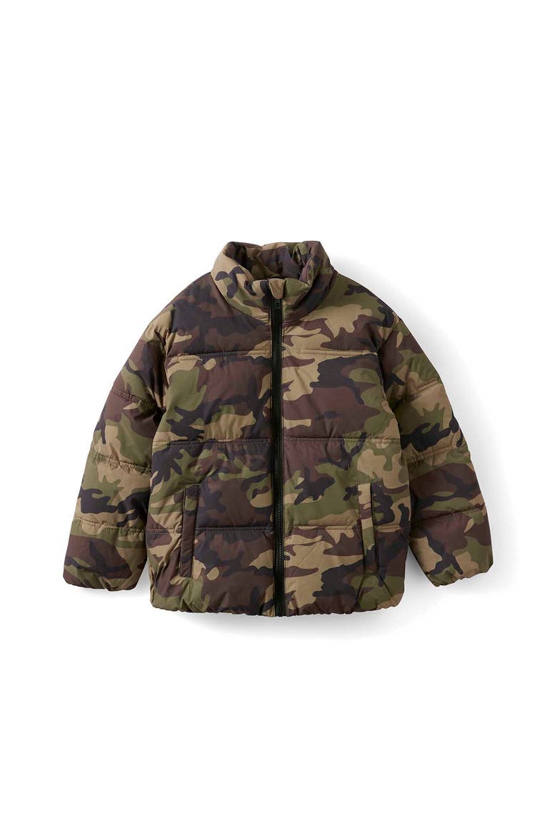 Kid's Arlo Padded Jacket, Main, color, Kahki Green Camo  Velvet