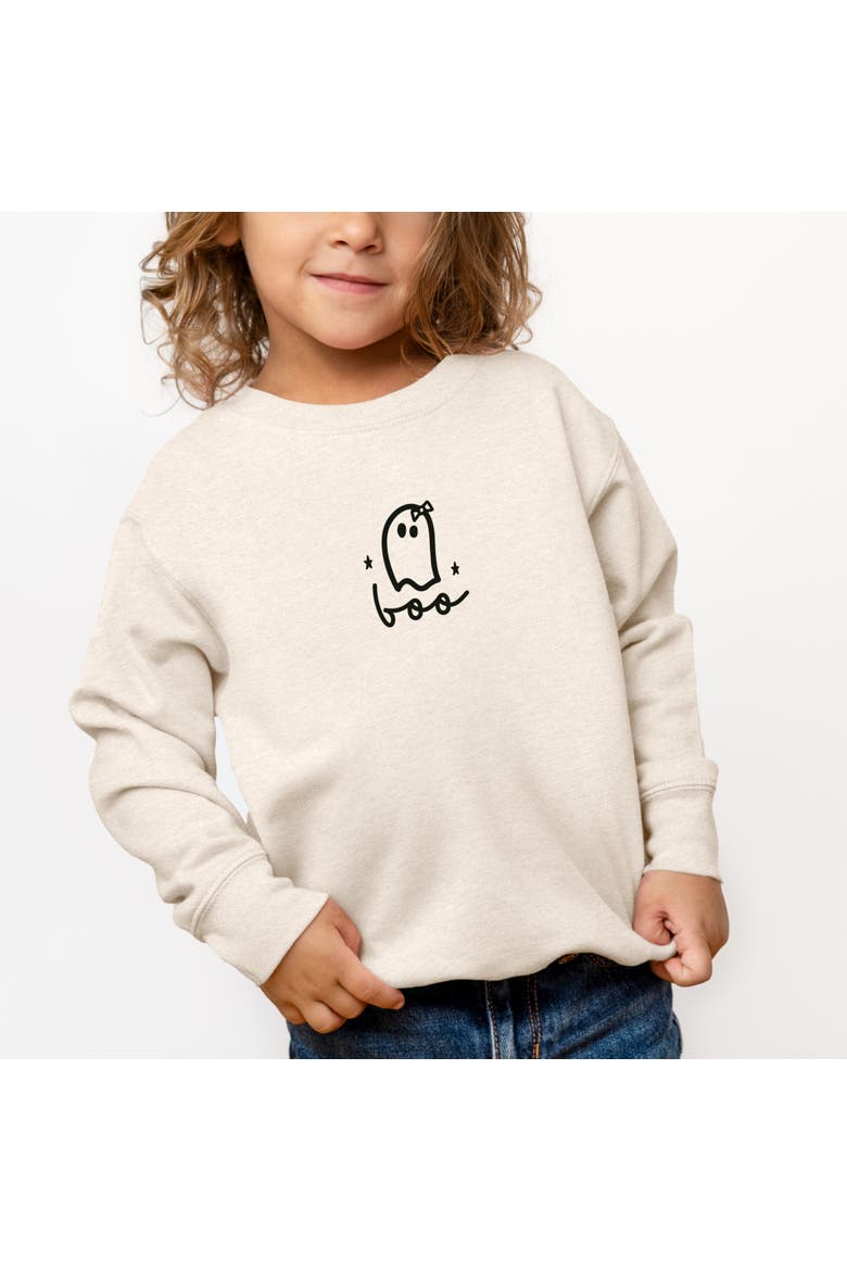 Boo Cute Ghost Toddler Graphic Sweatshirt, Main, color, Natural