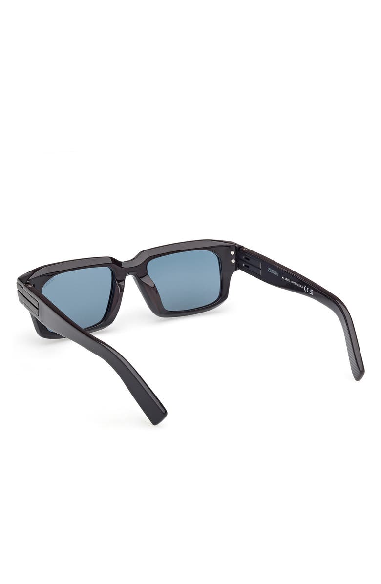 ZEGNA 51mm Rectangular Sunglasses, Alternate, color, Shiny Brown/ Ruthenium / Blue