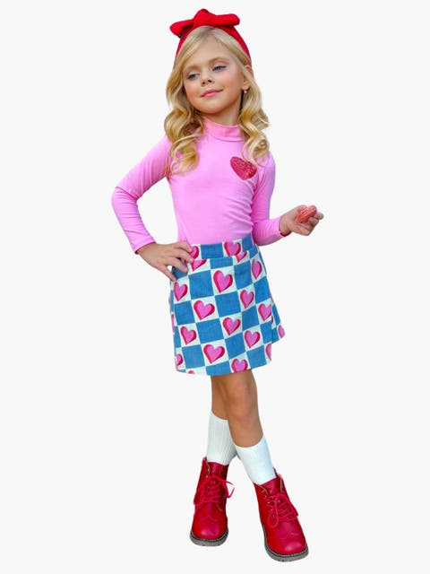 Little Miss Heartthrob Chambray Skort Set (Toddler, Little Kid & Big Kid)
