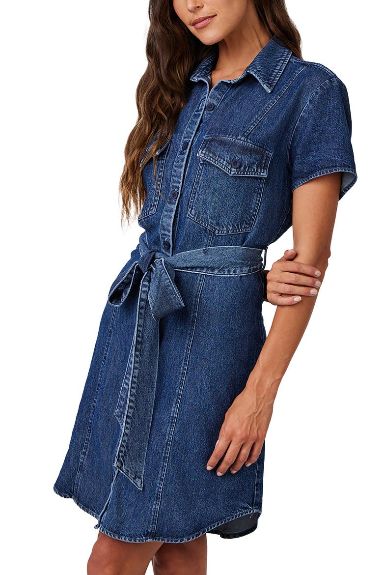 Short Sleeve Denim Shirtdress, Alternate, color, HORIZON WASH