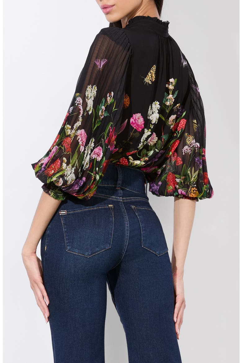 Ilan Floral Pleated Sleeve Button-Up Shirt, Alternate, color, SECRET GARDEN