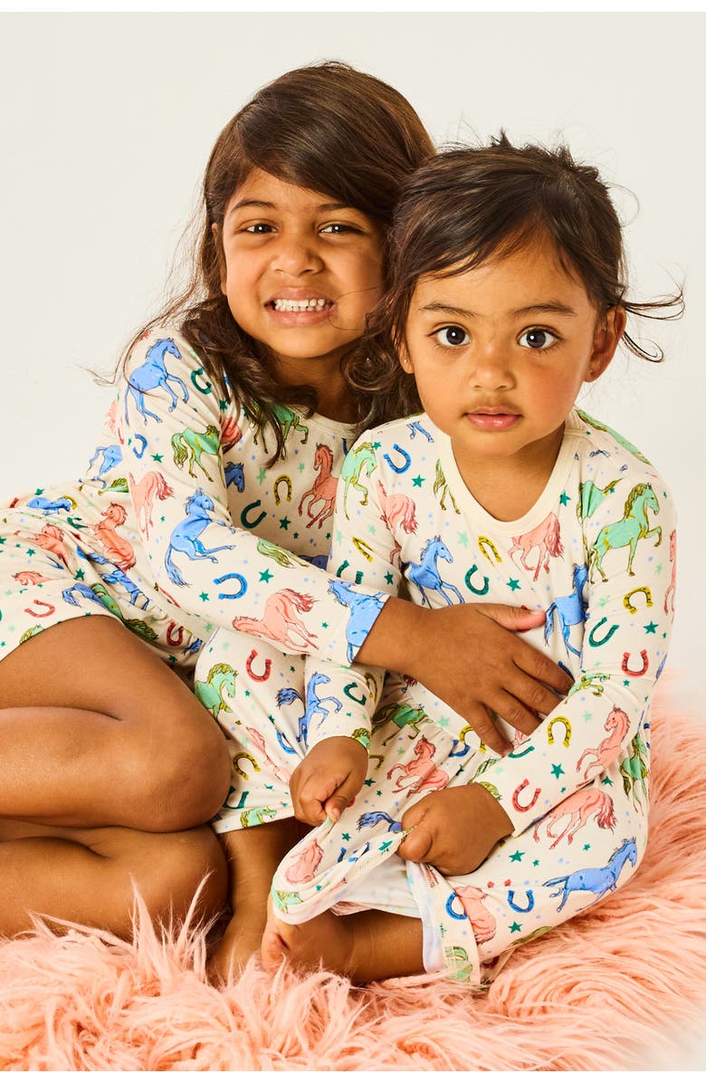 Clover Baby & Kids Stretchy Long Sleeve Twirl Dress - Horses, Alternate, color, Horses