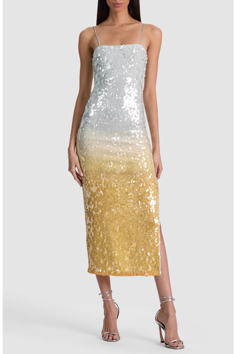 Fifi Ombré Sequin Midi Dress, Main, color, CLEAR SKIES