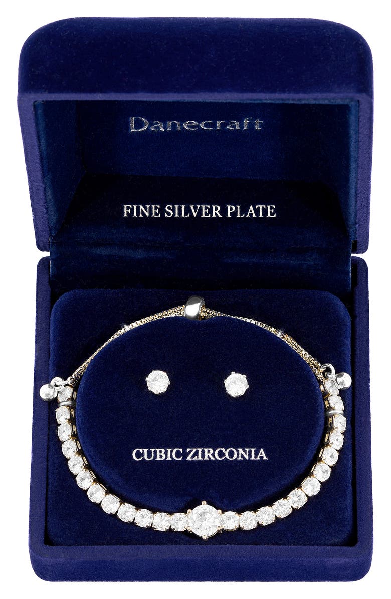 Danecraft CZ Tennis Bracelet & Earrings Set, Main, color, 