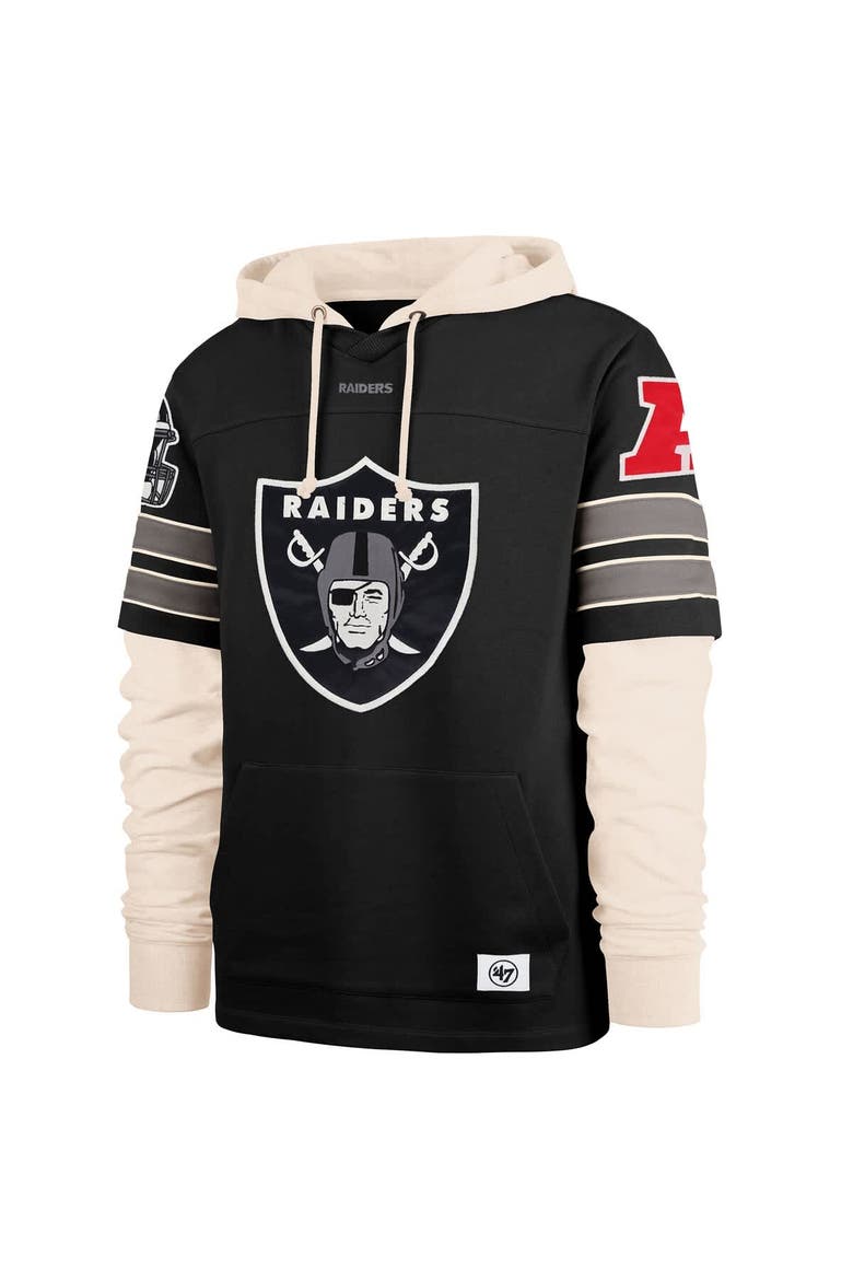 Men's '47  Black Las Vegas Raiders Split Zone Cornerback Duo Hoodie, Alternate, color, Black