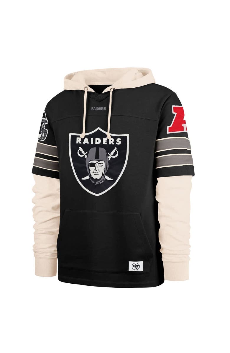 '47 Men's '47 Black Las Vegas Raiders Split Zone Cornerback Duo Hoodie, Alternate, color, Black