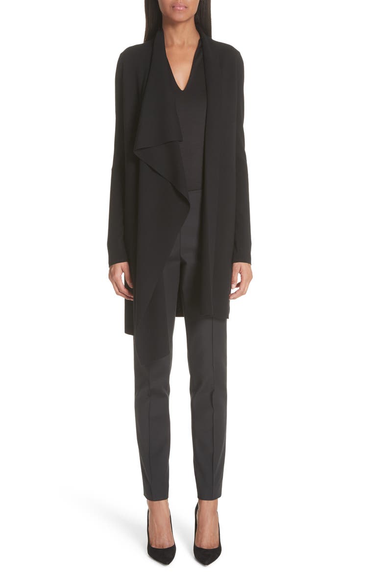 Melissa Slim Techno Cotton Blend Pants, Main, color, BLACK