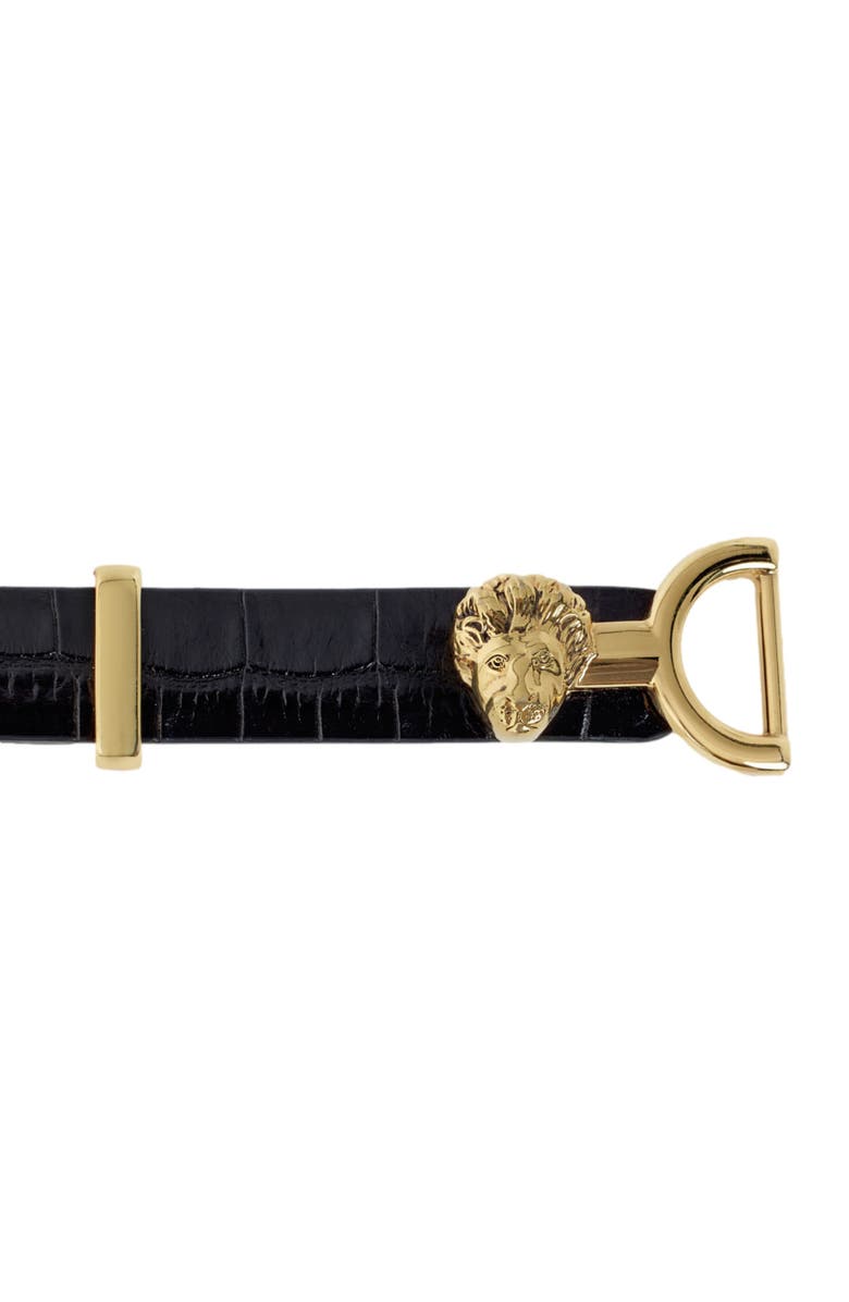 maje Thin leather belt with lion bit, Alternate, color, Black