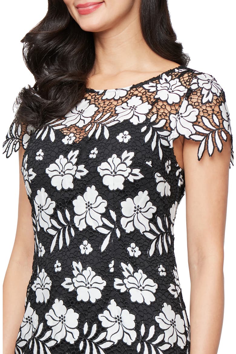 Embroidered Lace Cocktail Dress, Alternate, color, BLACK WHITE