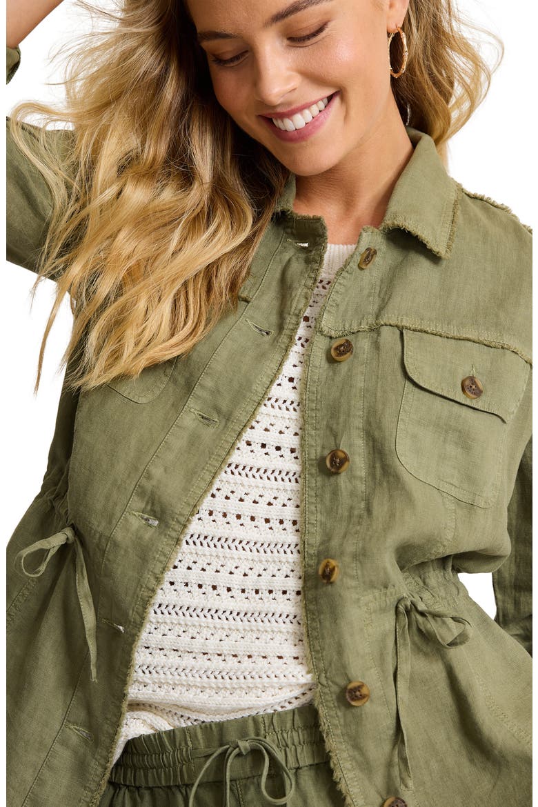 Two Palms Linen Utility Jacket, Alternate, color, DARK FERN