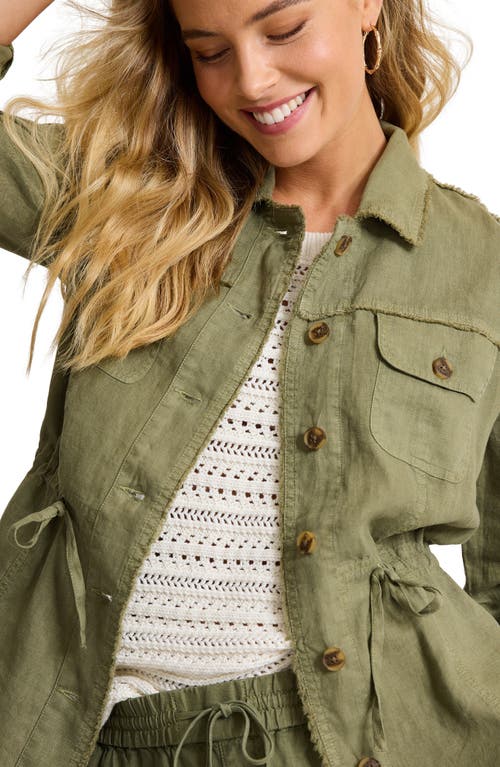 Tommy Bahama Two Palms Linen Utility Jacket In Dark Fern
