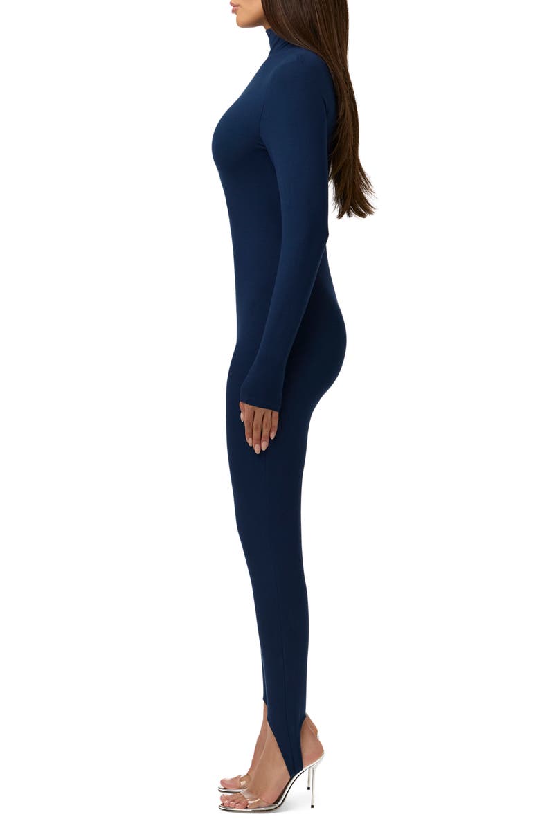Naked Wardrobe Butter Long Sleeve Stirrup Jumpsuit, Alternate, color, Navy Blue