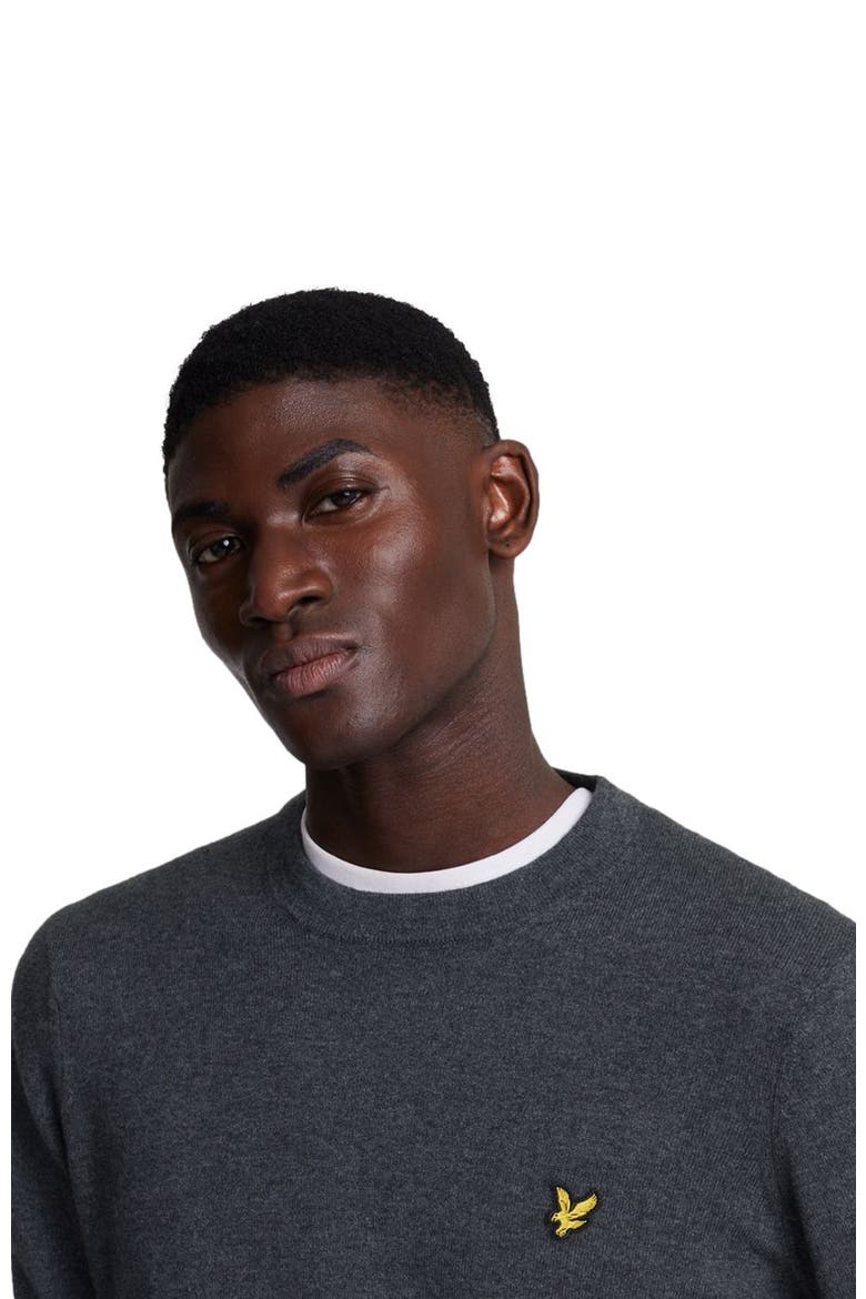Cotton Merino Crew Neck Sweater, Alternate, color, Charcoal Marl