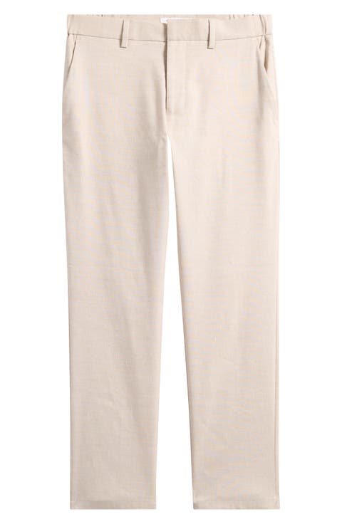 Linen Blend Flat Front Pants