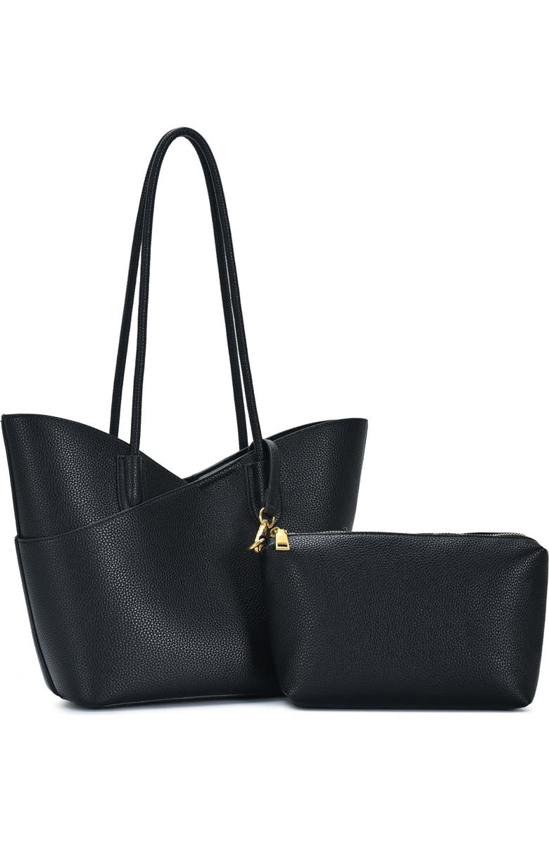 Antik Kraft Shoulder Tote Bag with Removable Pouch, Alternate, color, Black