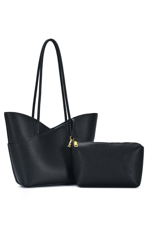 Antik Kraft Shoulder Tote Bag With Removable Pouch In Black
