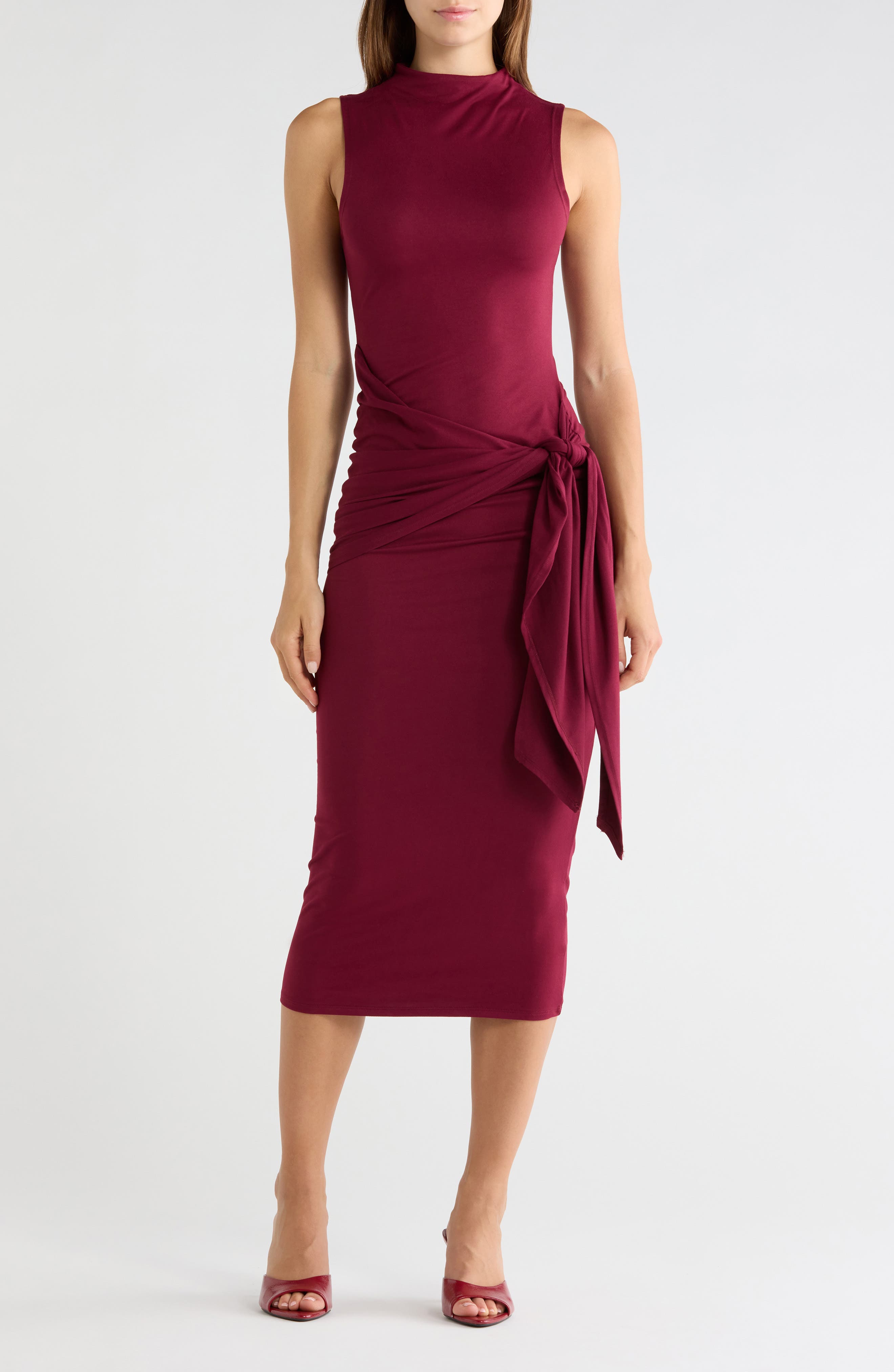 Funnel Neck Tie Side Maxi Dress