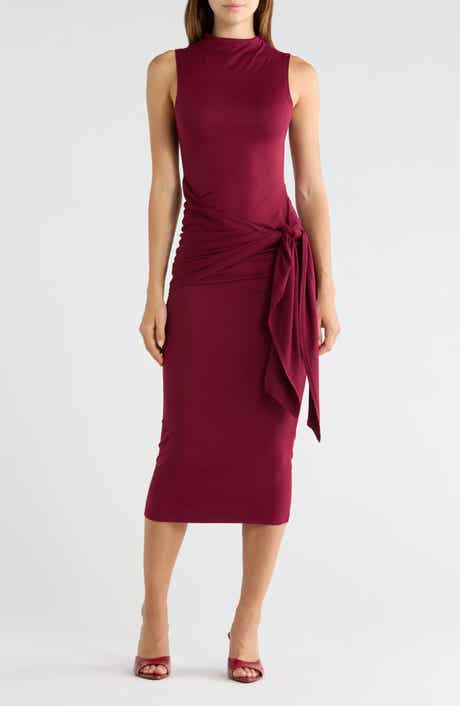 Funnel Neck Tie Side Maxi Dress