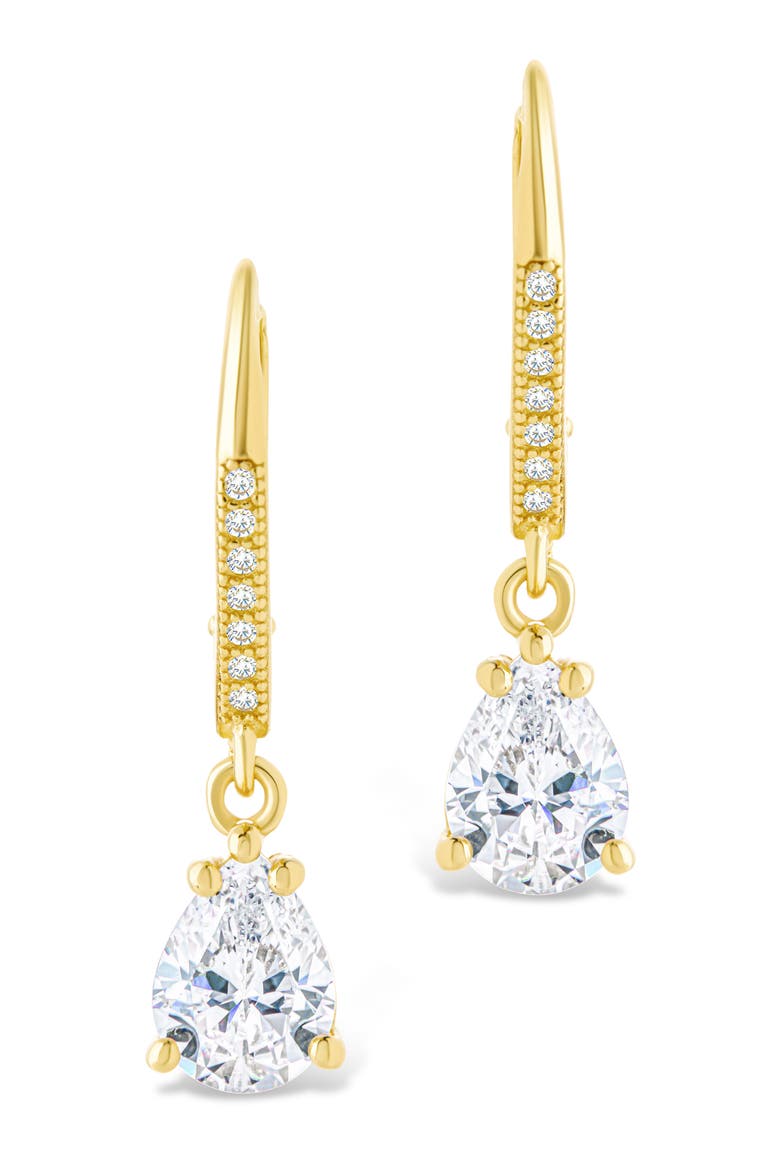 Angelica Pear Cut Cubic Zirconia Drop Earrings, Alternate, color, GOLD