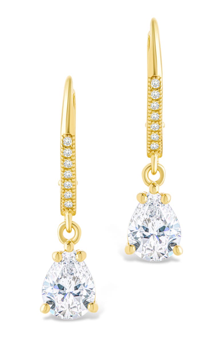 Sterling Forever Angelica Pear Cut Cubic Zirconia Drop Earrings, Alternate, color, Gold