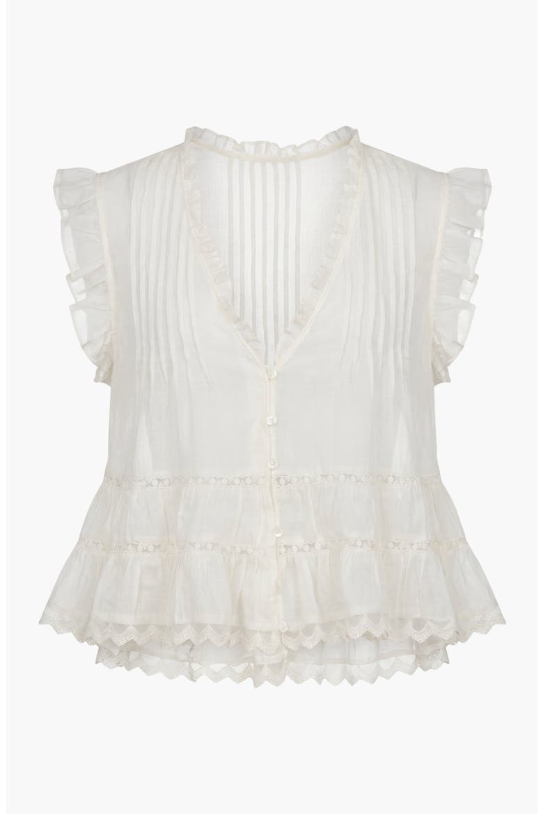 Sleeveless Button Front Peplum Blouse, Alternate, color, White