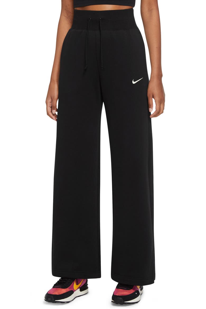 Sportswear Phoenix High Waist Wide Leg Sweatpants, Main, color, BLACK/ SAIL