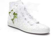 Forever & Always Shoes Sylvara Floral Lace Ribbon Bridal High Top Sneaker