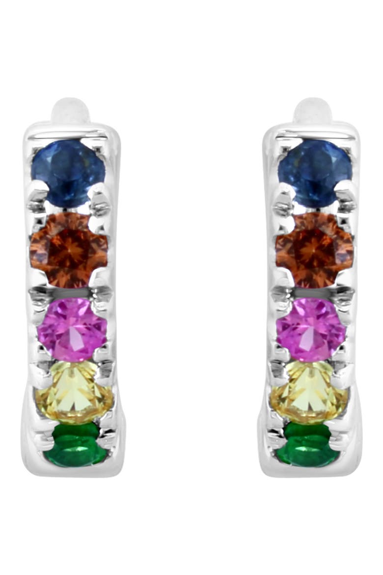 Multi Sapphire and Tsavorite Huggie Hoop Earrings, Alternate, color, MULTI