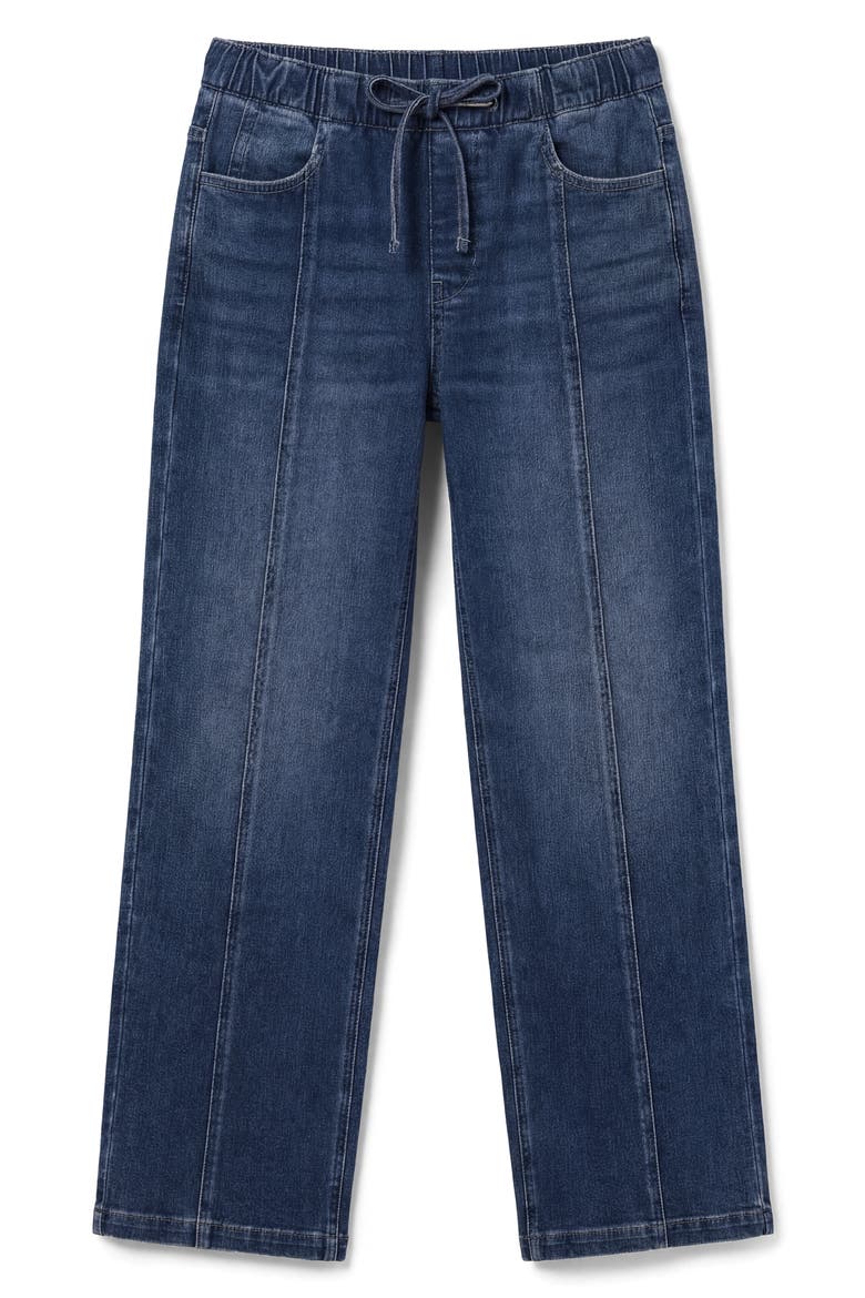 Ekara Elastic Waist Slim Wide Leg Jeans, Alternate, color, DARK WASH