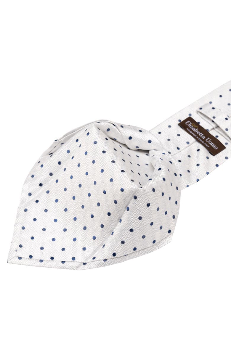 Elizabetta Tiburtina - Extra Long Silk Jacquard Tie for Men, Alternate, color, White