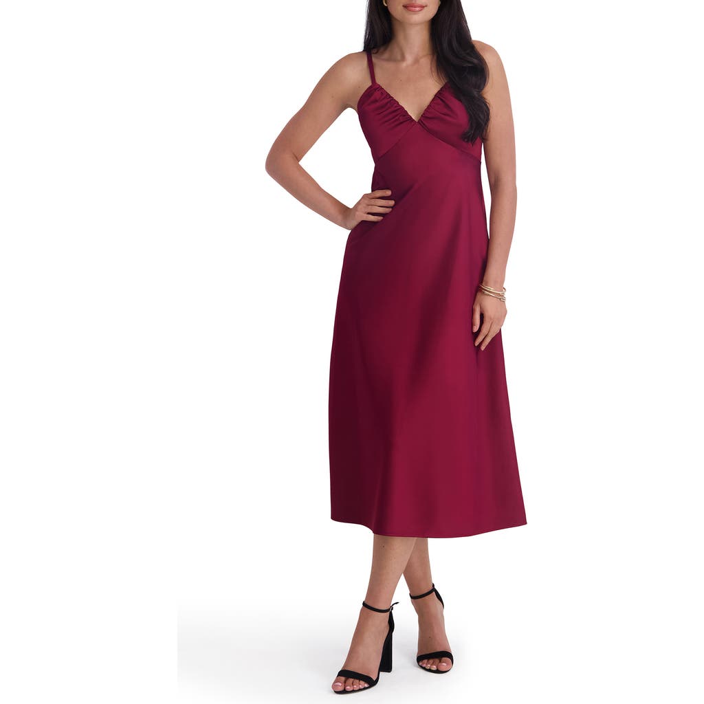 Siena Matte Satin Midi Dress In Red