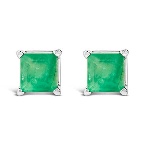 14K Gold 5x5MM Princess Cut Gemstone Solitaire Stud Earrings