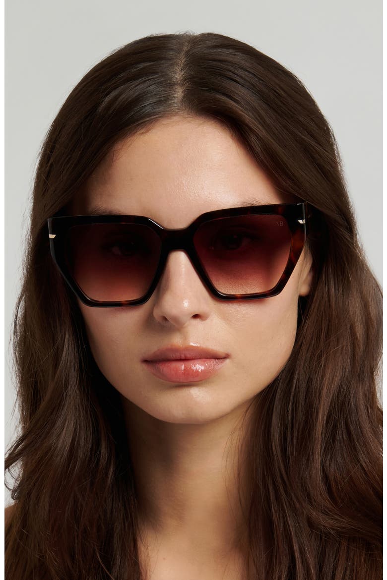 57mm Gradient Square Sunglasses, Alternate, color, BROWN HAVANA/ BROWN SF