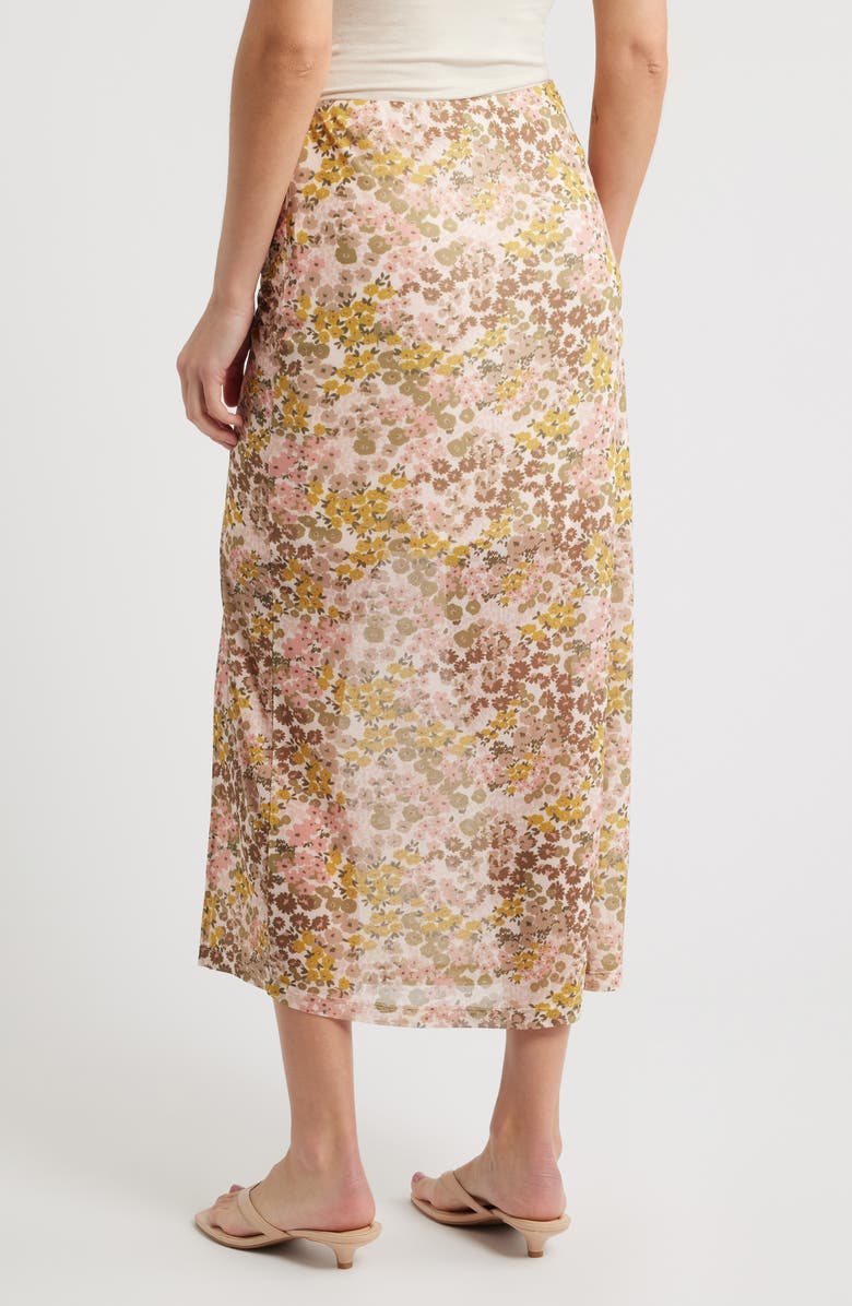 CITY BLUES Ruched Floral Midi Skirt, Alternate, color, Dijon/ Conch