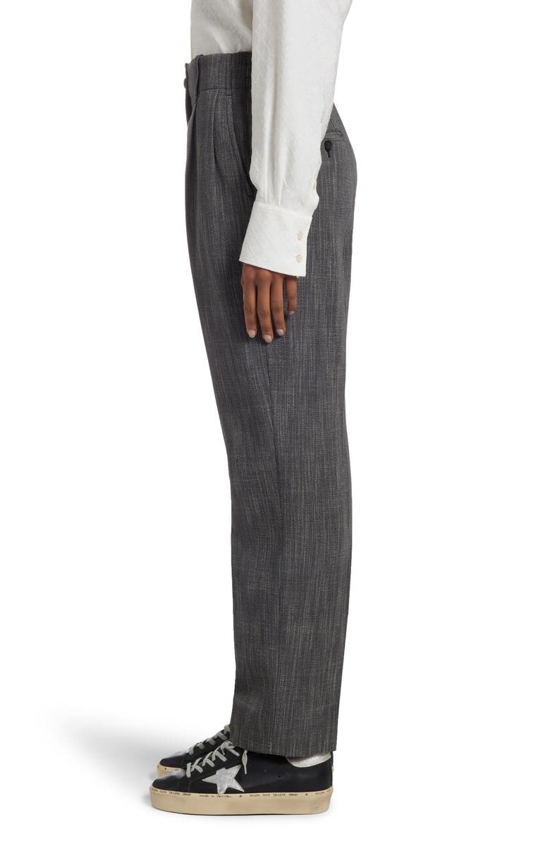 Golden Goose Mélange Tapered Virgin Wool Blend Trousers, Alternate, color, Grey/ White