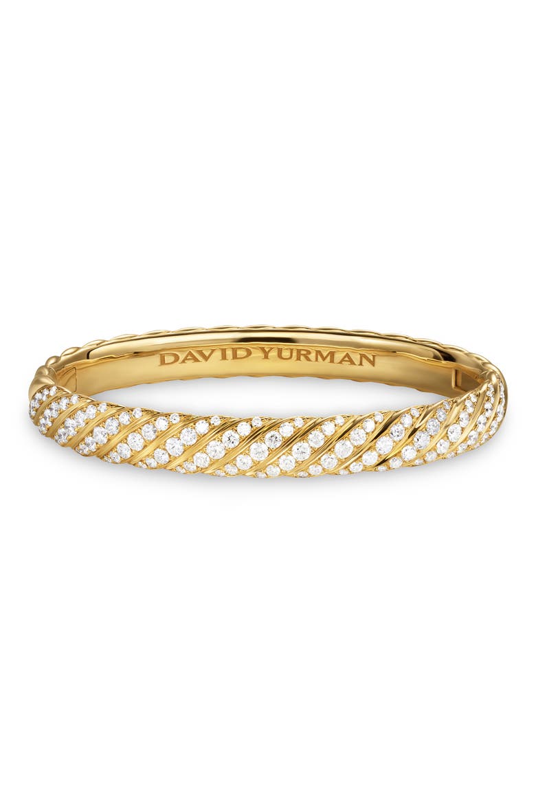 Sculpted Cable Bangle Bracelet in 18K Yellow Gold with Diamonds, 8mm, Alternate, color, DIAMOND/ YELLOW GOLD