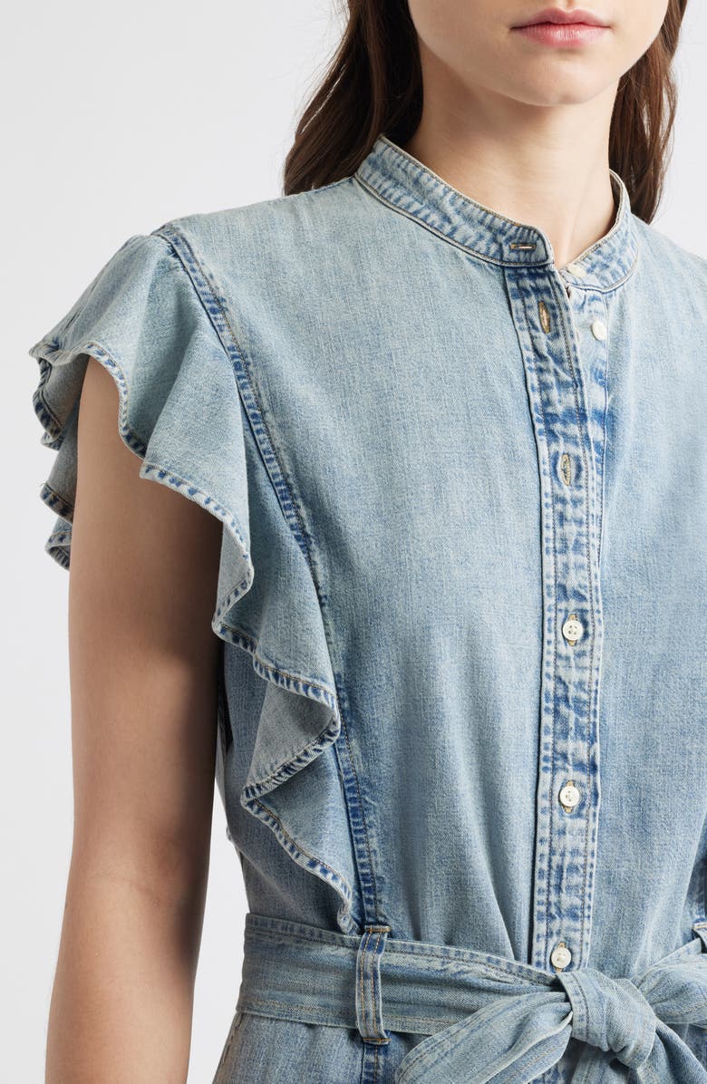 Lauren Ralph Lauren Flutter Sleeve Belted Denim Minidress, Alternate, color, Alicia Wash